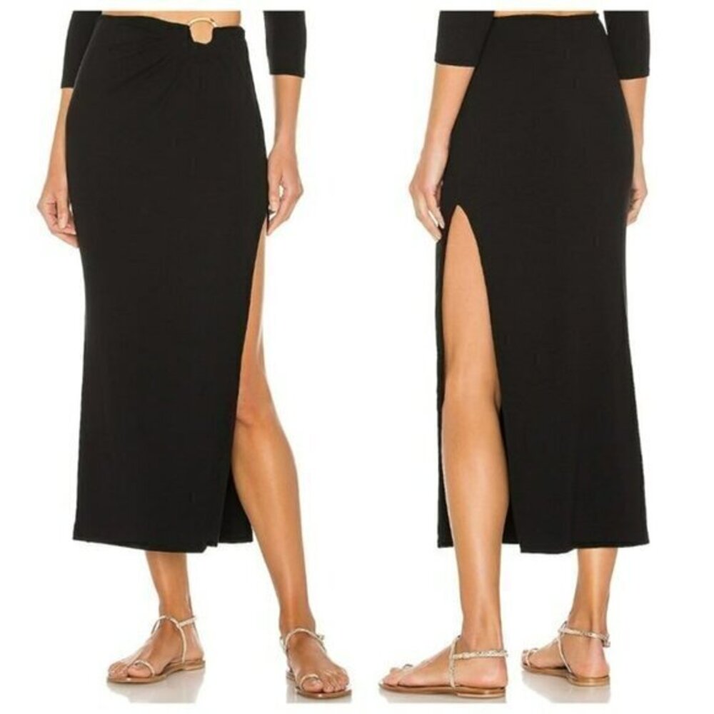 Song of Style Eileen Midi Skirt - Black